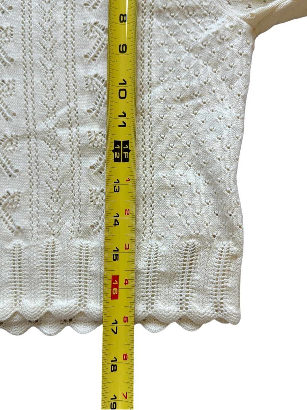 LoveShackFancy Sinfonia Cropped Pullover Cream Pointelle Bow Knit Sweater Small - Picture 11 of 13